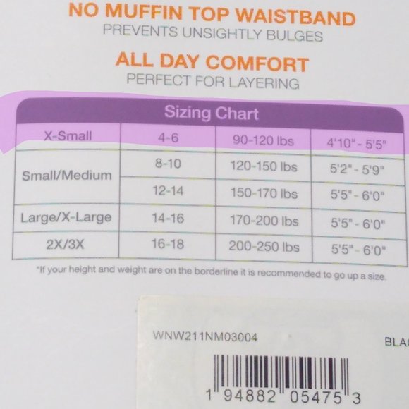 Warner's Blissful Benefits No Muffin Top Textured Leggings XS Black Camouflage - Picture 6 of 6